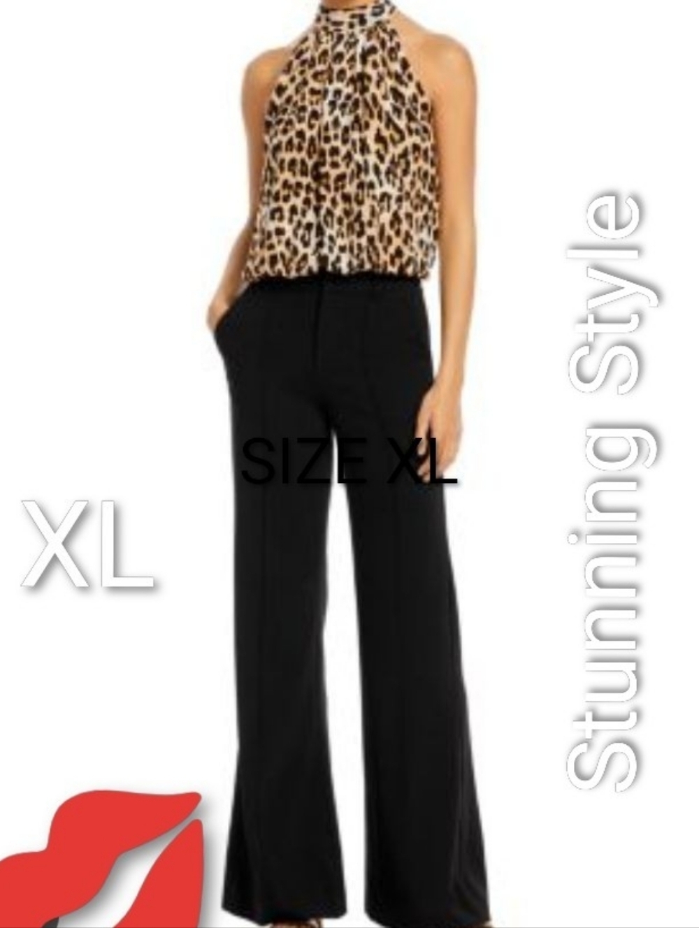 Vintage Leopard Halter Jumpsuit in Brown and Black